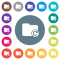 Redo directory last operation flat white icons on round color backgrounds