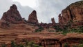 Redo rocks on the road in Sedona on a cloudy day