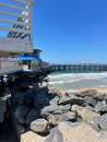 Redondo Beach Boardwalk Stroll Along California\'s Scenic Coastal Pier Royalty Free Stock Photo