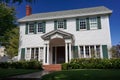 Front view of the historic Sweetser House, Redondo Beach, California, entrance portico, traditional Colonial Revival architecture