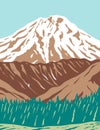 Redoubt Volcano Or Mount Redoubt In The Largely Volcanic Aleutian Range Of Alaska WPA Poster Art