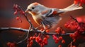 Redpoll Bird on a branch