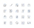 Redrafting line icons collection. Revision , Editing , Rewriting , Polishing , Refining , Enhancing , Reworking vector