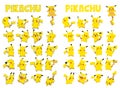 Redraw redesign Pokemon Pikachu set Royalty Free Stock Photo