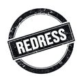 REDRESS text on black grungy round stamp