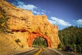 Redrock arch tunnel in Red CAnyon- unofficial gateway to Bryce Canyon National Park Utah Royalty Free Stock Photo