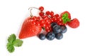 Reds fruits and berries isolated on white background