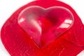 Reds heart on red foliole Royalty Free Stock Photo