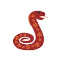 Reds nake with ornament and flowers symbol of the Chinese new year