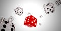 Reds and white dices falling Royalty Free Stock Photo