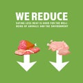 Reduce animal products consumption. Reducetarians promotional poster.