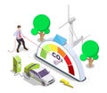 Reduce carbon dioxide emission CO2 level vector