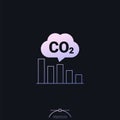 reduce carbon emissions vector icon with co2 chart