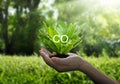 Reduce CO2 emission concept, Sustainable development and green based on renewable can limit climate change and global warming, Royalty Free Stock Photo