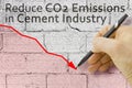 Reduce CO2 production in cement Industry and emissions in atmosphere - low-carbon cement production concept image with a portland