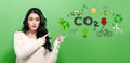 Reduce CO2 with young woman Royalty Free Stock Photo