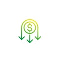 Reduce costs icon, line Royalty Free Stock Photo