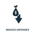 Reduce Expenses icon. Simple creative element. Filled monochrome Reduce Expenses icon for templates, infographics and