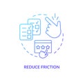 Reduce friction blue gradient concept icon