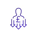 reduce labor cost line icon with a pound