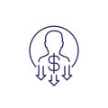 reduce labor costs line icon