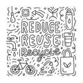 Reduce reuse recycle doodle concept Royalty Free Stock Photo