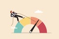 Reduce risk level or decrease stress anxiety meter, lower danger indicator or scale, reduce from red alert meter to be green chart