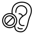 Reduce silent earplugs icon outline vector. Auditory noise