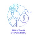 Reduce and uncover risk blue gradient concept icon