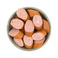 Reduced calorie kielbasa sausage slices in a bowl Royalty Free Stock Photo