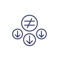 Reduced inequality icon, line vector