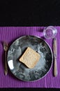 Reduced meal in Lent with bread and water Royalty Free Stock Photo