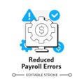 Reduced payroll errors flat outline concept icon Royalty Free Stock Photo