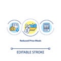 Reduced price meals concept icon