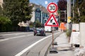 Reduced speed limit for roadworks sign