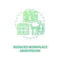 Reduced workplace absenteeism green concept icon