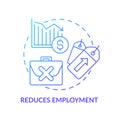 Reduces employment blue gradient concept icon