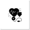 Reducing blood pressure glyph icon