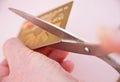 Reducing debt: cutting up credit card. Royalty Free Stock Photo