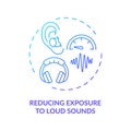 Reducing exposure to loud sounds concept icon