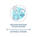 Reducing exposure to loud sounds concept icon