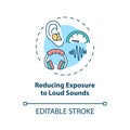 Reducing exposure to loud sounds concept icon