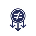 Reducing inequality icon, vector sign