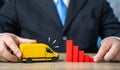 Reducing last-mile delivery loads. Reducing the number of vans. Trend of falling income Royalty Free Stock Photo