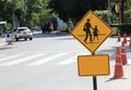 Reducing the school road accidents by walk at the crosswalk, No Jay walking Royalty Free Stock Photo