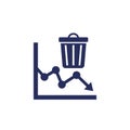 Reducing waste icon with a chart and trash bin Royalty Free Stock Photo