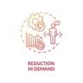 Reduction in demand red gradient concept icon Royalty Free Stock Photo