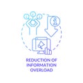 Reduction of information overload blue gradient concept icon