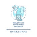 Reduction of information overload turquoise concept icon