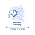 Reduction in poverty light blue concept icon